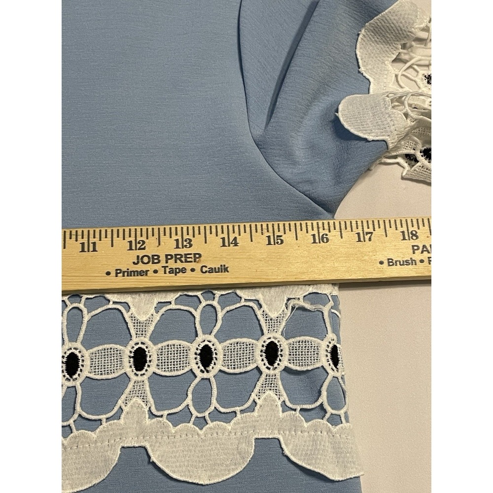 Vintage 1960s Sky Blue‎ Mini Dress Mod Floral Cutout - Picture 3 of 5